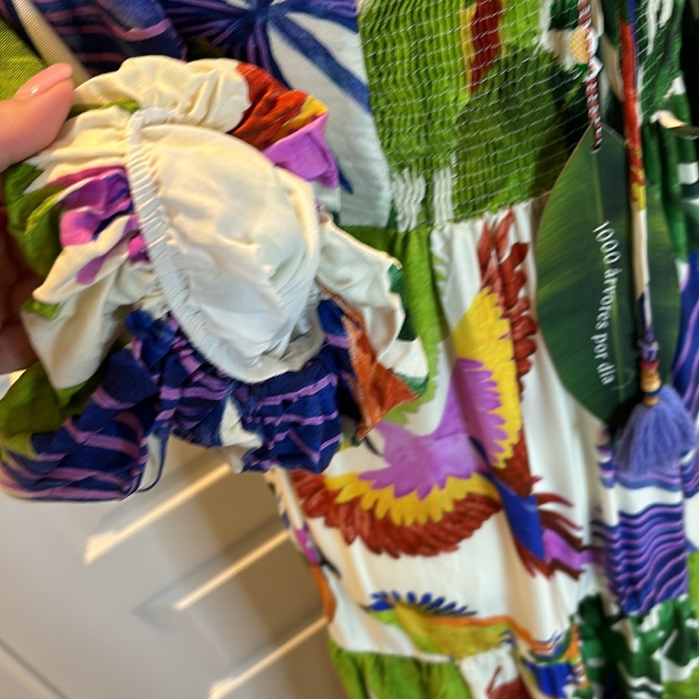 FARM Rio Tropical Parrot Print Maxi Dress in Green, Purple, White - Picture 9 of 11